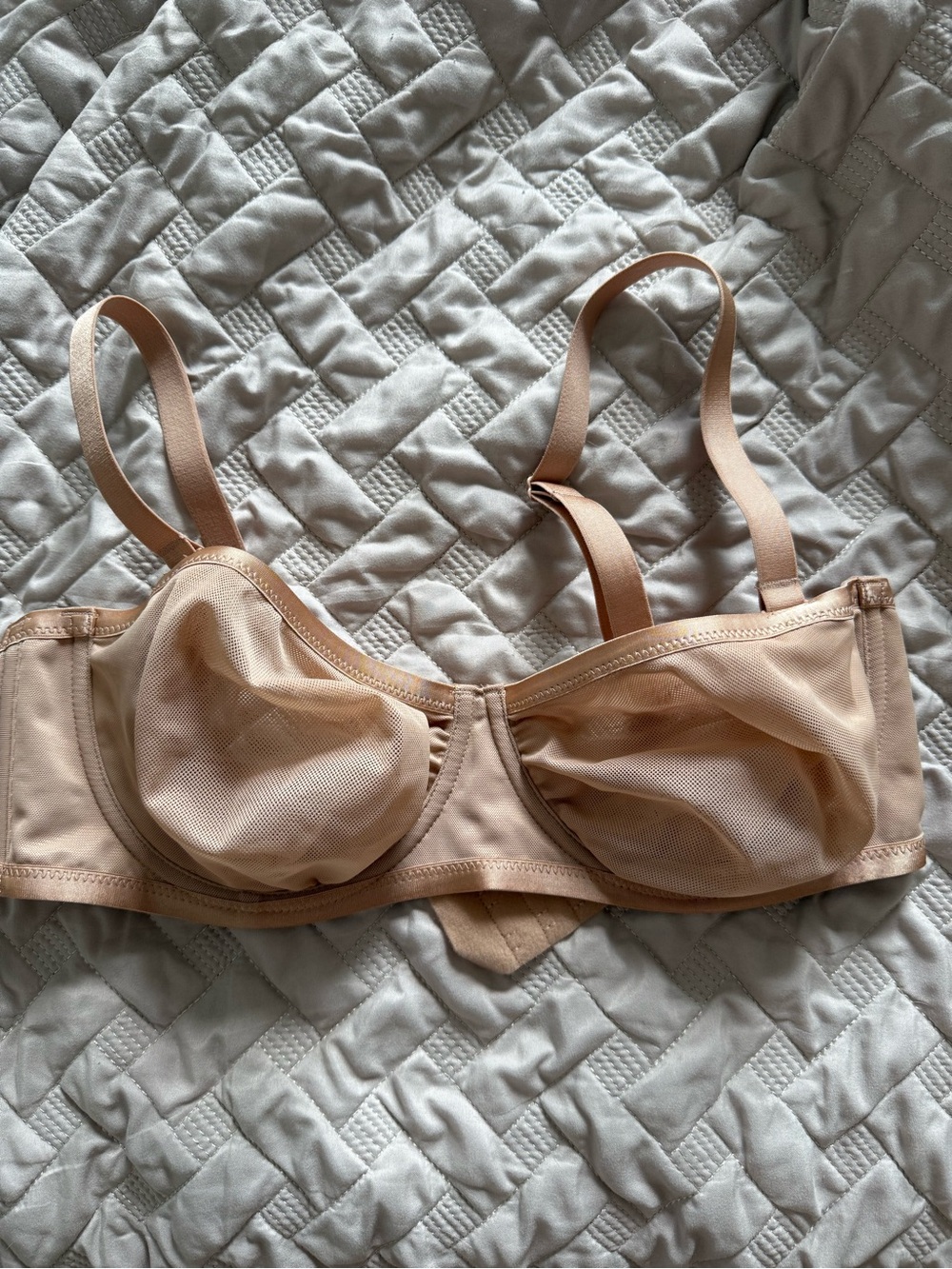 Sheer Nude Underwire Bra with Supportive Mesh Cups